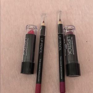 Brand new lipsticks with matching lip pencils